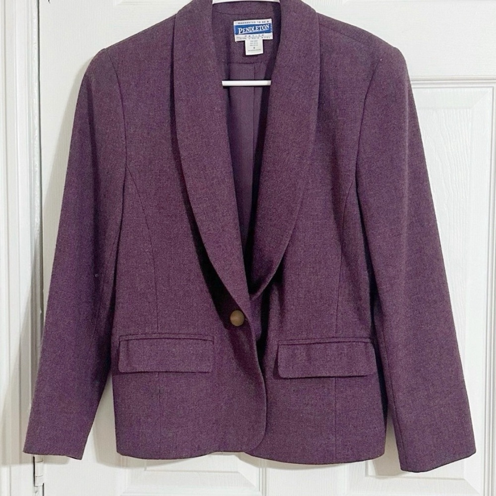 Vintage Pendleton Purple 100% Virgin Wool Blazer Petite 8 Made in USA